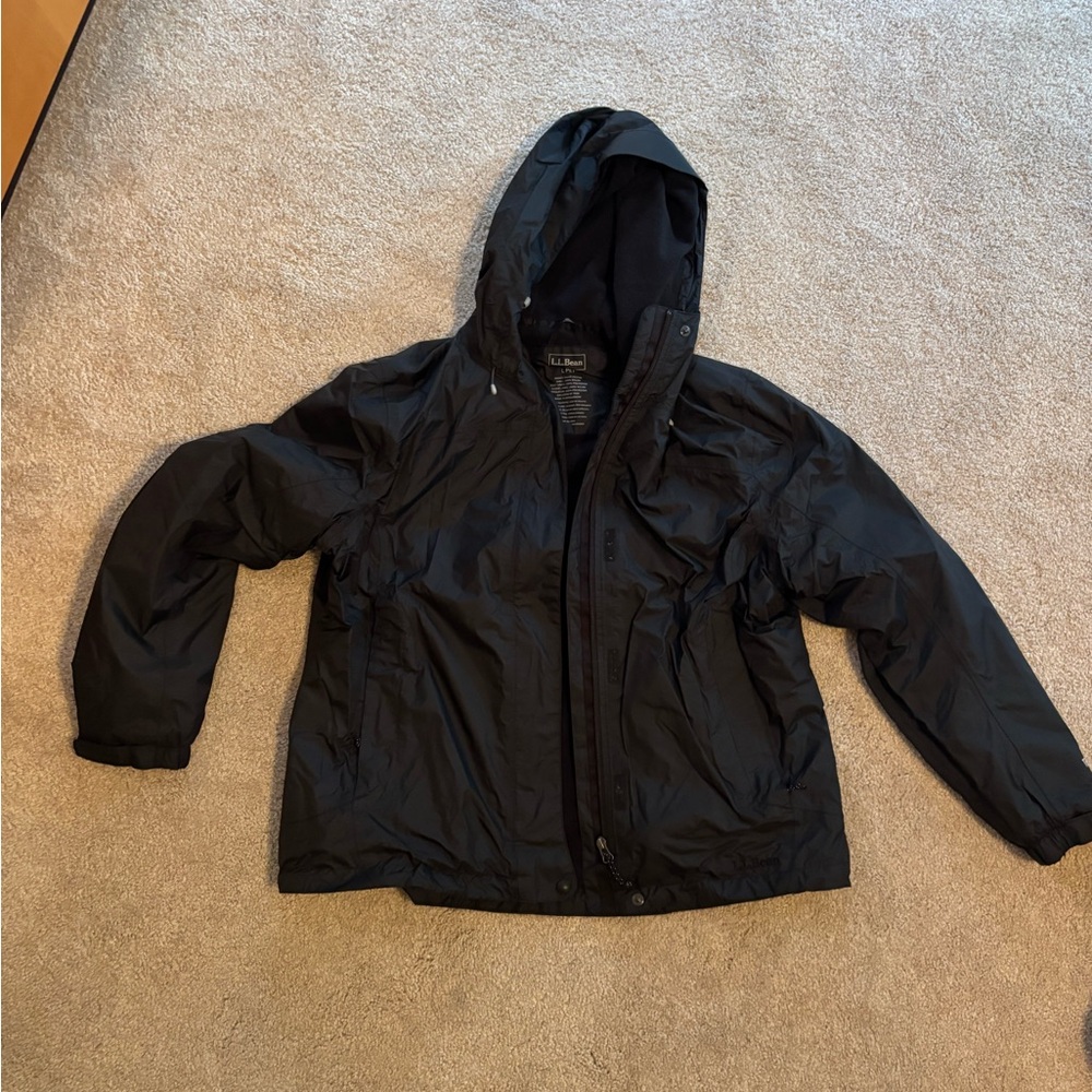 L.L. Bean Black Hooded Rain Jacket